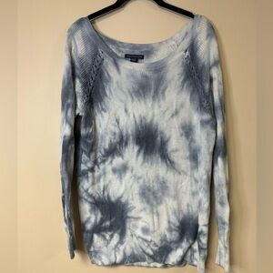 American Eagle Blue & White Tie-Dye Sweater